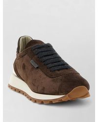 Brunello Cucinelli - Runners Lace Up Sneakers Suede Shiny Tab - Lyst