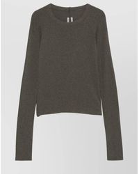 Rick Owens - Long Sleeve Cropped Ribbed Knit Top - Lyst