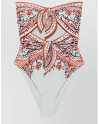 Zimmermann - Aster Cut Out Floral Strapless Swimsuit - Lyst