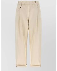 Brunello Cucinelli - Stretch Cotton Mid-Rise Tapered Tailored Trousers - Lyst