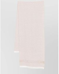 Emporio Armani - Chevron Patterned Wool Scarf With Fringed Edges - Lyst