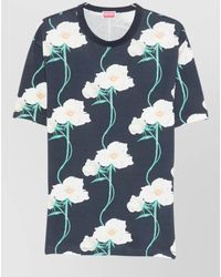 KENZO - Crew Neck Floral Silk Nylon T Shirt - Lyst