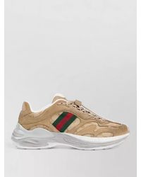 Gucci - Monogram Stripe Leather Low Top Sneakers - Lyst