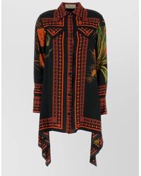 Blumarine - Printed Twill Mini Shirt Dress - Lyst