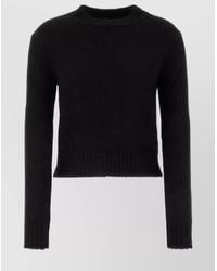 Jil Sander - Crew Neck Cropped Sweater With Ribbed Cuffs - Lyst