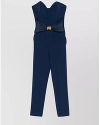Elisabetta Franchi - Strapless Jumpsuit Structured Waist Belt - Lyst