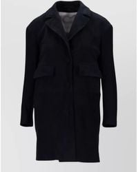LA ROSE - Suede Coat Single Breasted Notch Lapel - Lyst