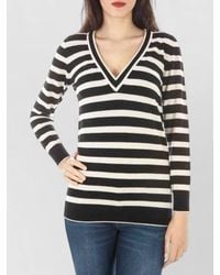 Fred Perry - Wool Cashmere Striped V-Neck Long-Sleeve Sweater - Lyst