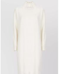 Fabiana Filippi - Wool Silk Cashmere Ribbed Turtleneck Knee-Length Knitted Dress - Lyst
