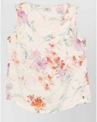 Herno - Floral Print Lightweight Sleeveless V Neck Top - Lyst