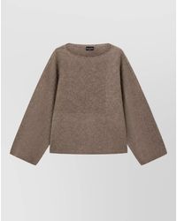 Emporio Armani - Fine-Knit Boat Neck Wool Cashmere Sweater - Lyst