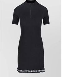 Alexander Wang - Knit Dress Knee Length Ribbed Ruffled - Lyst