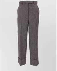 Thom Browne - Wool High-Rise Wide-Leg Cropped Trousers - Lyst