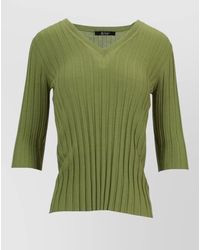 LA ROSE - V Neck Cashmere Silk Knitwear Top - Lyst