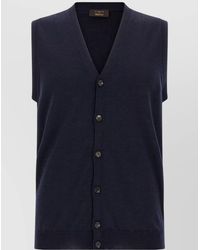 Zanone - Sleeveless V-Neck Ribbed Knit Vest - Lyst