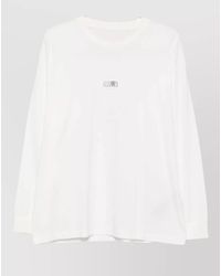 MM6 by Maison Margiela - Cotton Logo Patch Crew Neck Long-Sleeve Shirt - Lyst