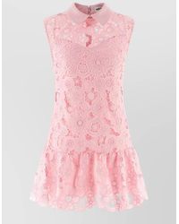 Self-Portrait - Floral Lace Collared Mini Dress - Lyst