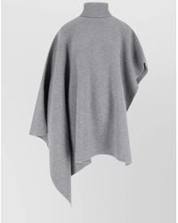Stella McCartney - Cashmere Wool Ribbed Asymmetric Poncho - Lyst