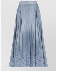 Ermanno Scervino - Viscose Lace-Trimmed Pleated Panelled A-Line Midi Skirt - Lyst