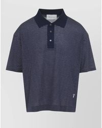 Ami Paris - Striped Boxy Fit Cotton Polo Shirt - Lyst
