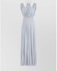 Elisabetta Franchi - Knee Length Sleeveless Dress With Belted Waist - Lyst