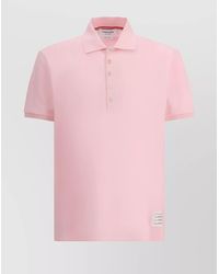 Thom Browne - Cotton Panelled Short-Sleeve Polo Shirt - Lyst