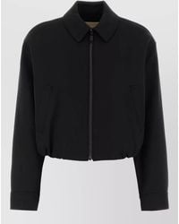 Michael Kors - Twill Bomber Jacket Cropped Collar Buttoned Cuffs - Lyst