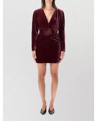 ROTATE BIRGER CHRISTENSEN - Silk Velvet Gathered V-Neck Mini Dress - Lyst