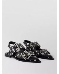 Ganni - Buckle Slingback Polka Dot Leather Ballerinas - Lyst
