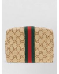 Gucci - Gg Supreme Fabric Clutch Bag Stripe Detail - Lyst