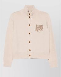 Maison Kitsuné - Wool Intarsia-Knit High-Neck Cardigan - Lyst