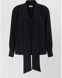 Alberto Biani - Tie Neck Blouse Long Sleeves V Neckline - Lyst