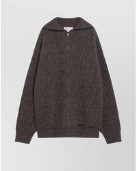 Maison Margiela - Zip Neck Wool Knit Long Sleeve Sweater - Lyst