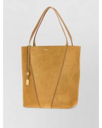 Chloé - Suede Spin Tote Bag Chain Detail - Lyst