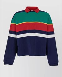Versace - Polo Shirt Striped Collar Ribbed Cuffs Hem - Lyst