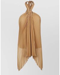 Max Mara - Halterneck Top Asymmetric Hem Pleated Sheer - Lyst