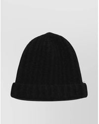 Maison Margiela - Ribbed Knit Wool Beanie With Folded Brim - Lyst