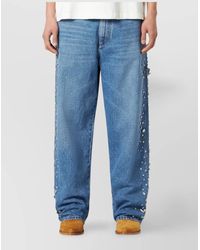 1989 STUDIO - Crystal Embellished Wide Leg Denim Trousers - Lyst