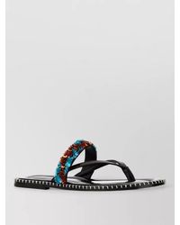 Dries Van Noten - Leather Thong Sandals Contrast Stitching Strap - Lyst
