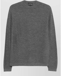 Emporio Armani - Virgin Wool Crew Neck Textured Sweater - Lyst