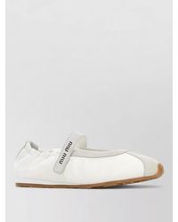 Miu Miu - Suede Fabric Ballerinas Round Toe Rubber - Lyst
