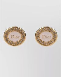 Dior - Stud Earrings Round Shape Tone Crystals - Lyst