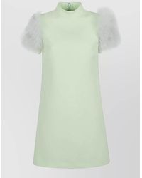 Valentino - Feather-Trim Wool And Silk Mini Dress - Lyst