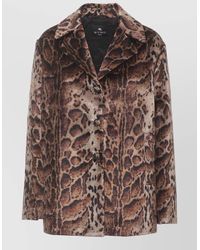 Etro - Animal-Print Single-Breasted Short Coat - Lyst