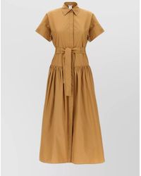 Max Mara - 'Agoario' Short Sleeves Belted Waist Pleated Skirt Dress - Lyst