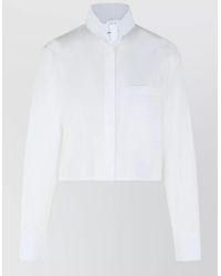 Courreges - Cotton Shirt High Collar Buckle Detail - Lyst