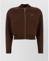 Miu Miu - Stretch Cashmere Blend Cardigan With Ribbed Cuffs And Hem - Lyst