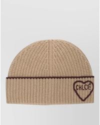 Chloé - Encoeur Beanie Hat Ribbed Knit Turn Up - Lyst