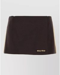 Miu Miu - Mohair Blend Mini Skirt Logo Detail - Lyst
