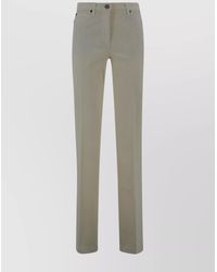 Etro - Cotton Mid-Rise Straight-Leg Trousers - Lyst